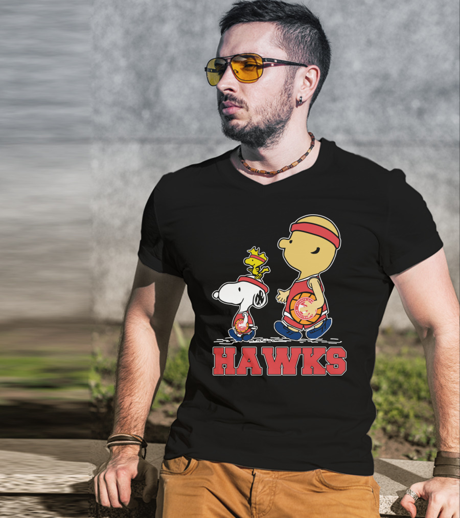 Hawks Fans Snoopy And Woodstock Basketball Team Spirit T-Shirt