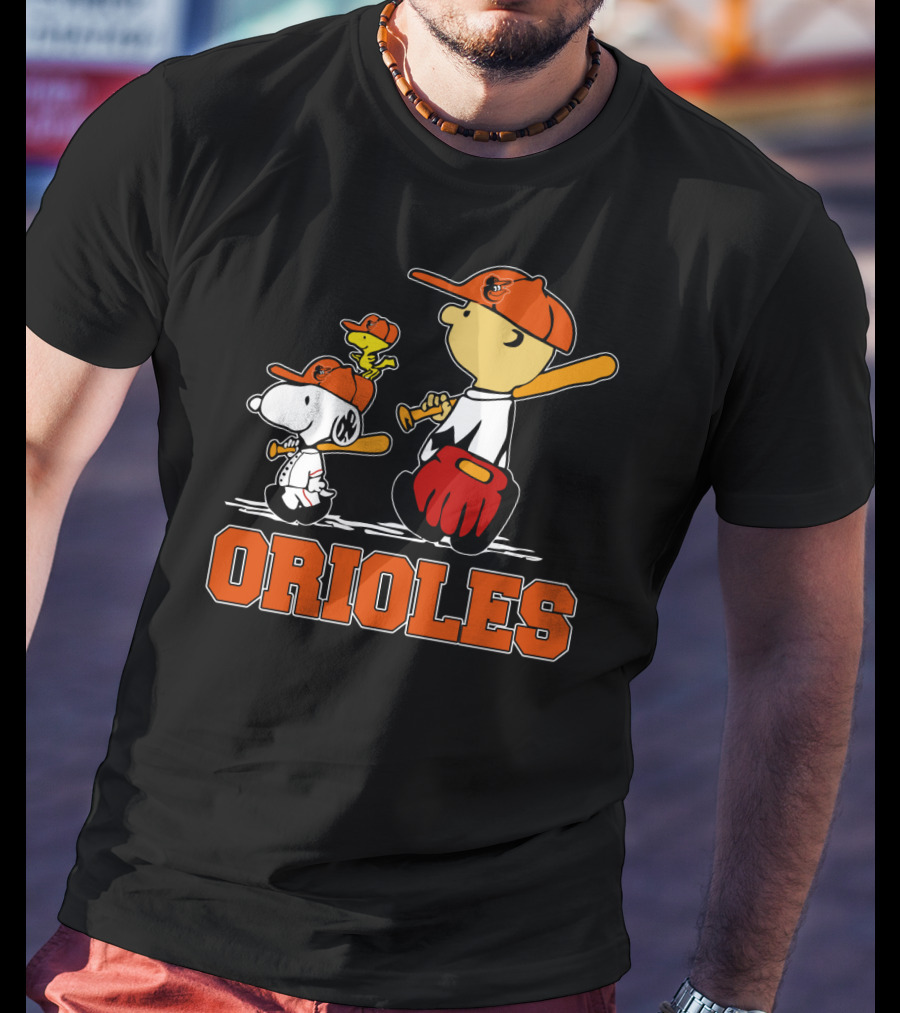 Orioles Baseball With Snoopy Woodstock And Peanuts Characters T-Shirt