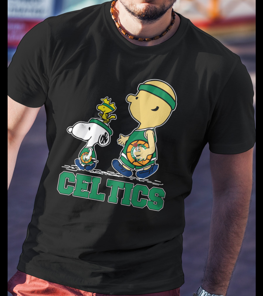 Celtics Snoopy And Friends With Basketball T-Shirt