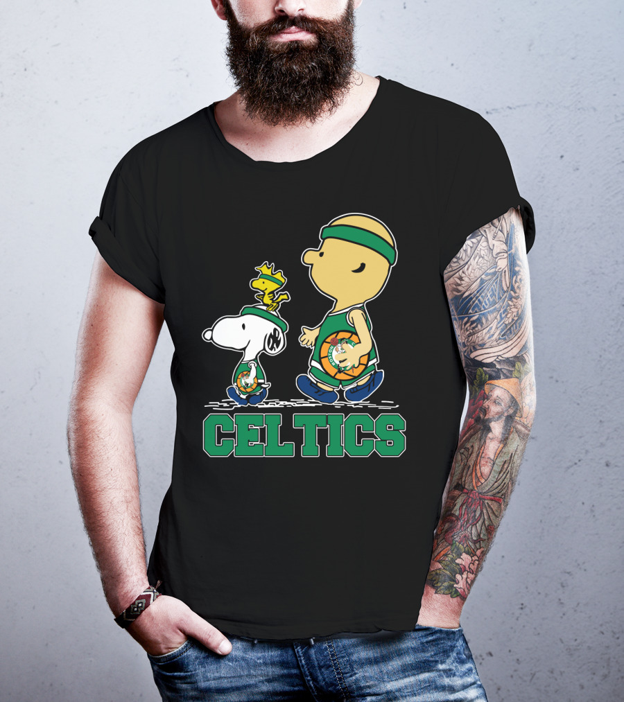 Celtics Snoopy And Friends With Basketball T-Shirt