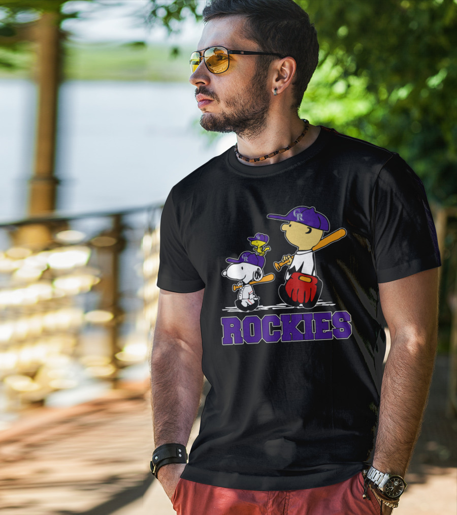 Snoopy Woodstock Rockies Fans Baseball Team Gear T-Shirt