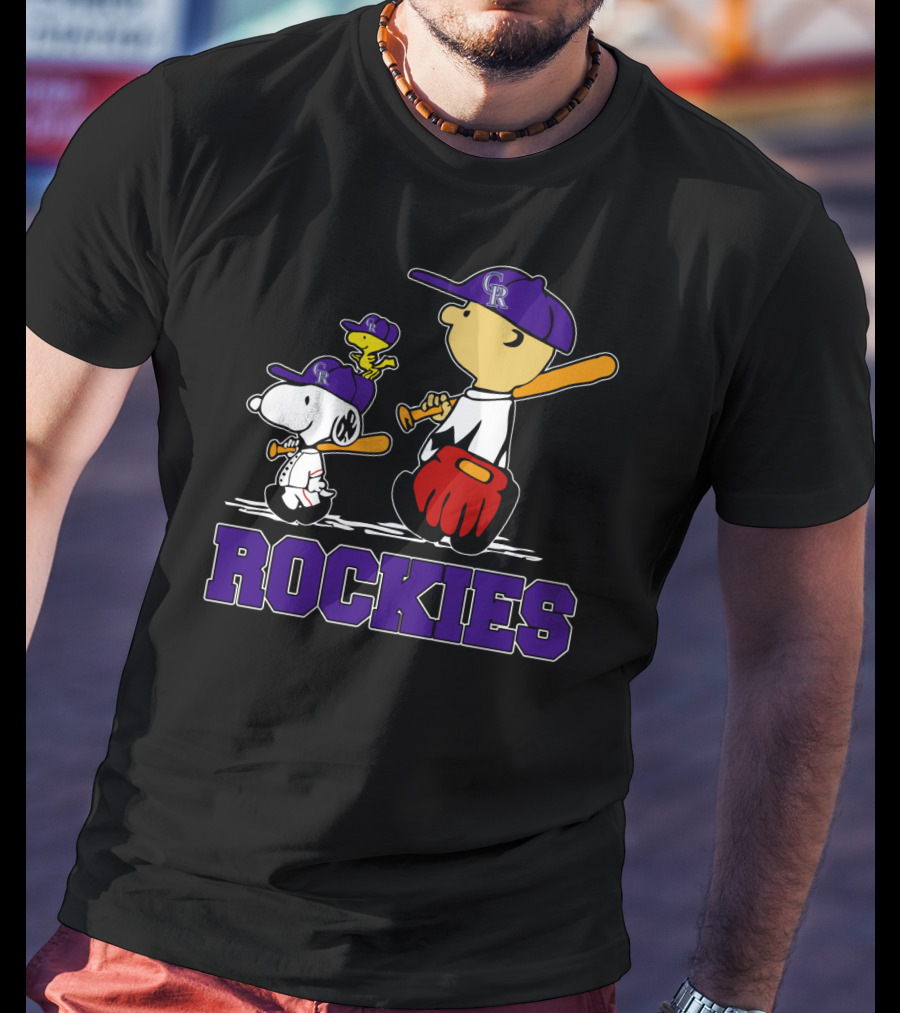 Snoopy Woodstock Rockies Fans Baseball Team Gear T-Shirt
