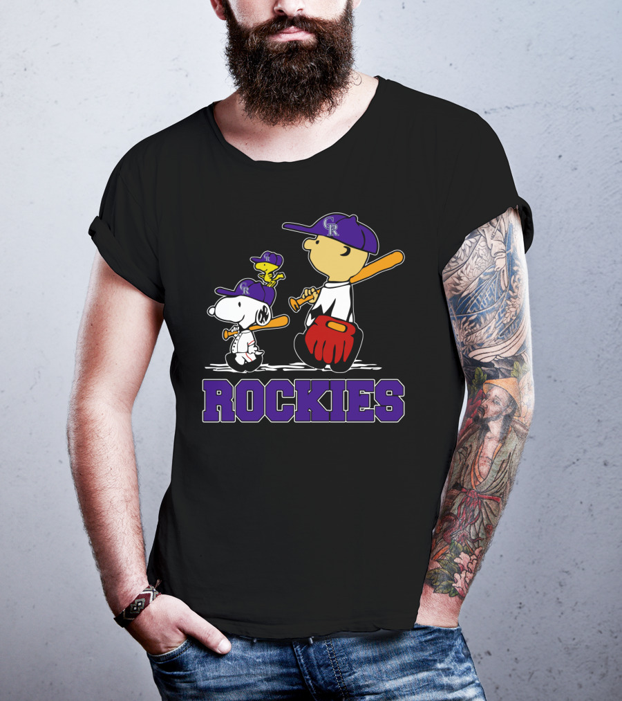 Snoopy Woodstock Rockies Fans Baseball Team Gear T-Shirt