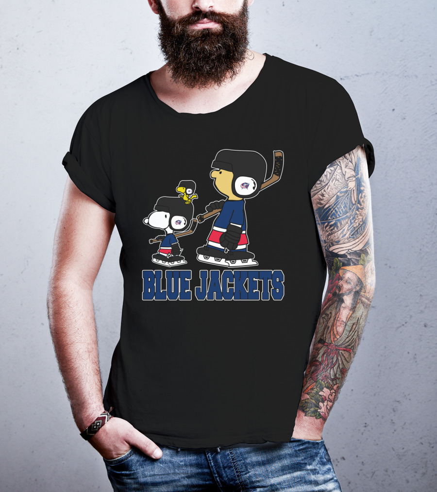 Snoopy And Woodstock Columbus Blue Jackets Hockey Fans T-Shirt