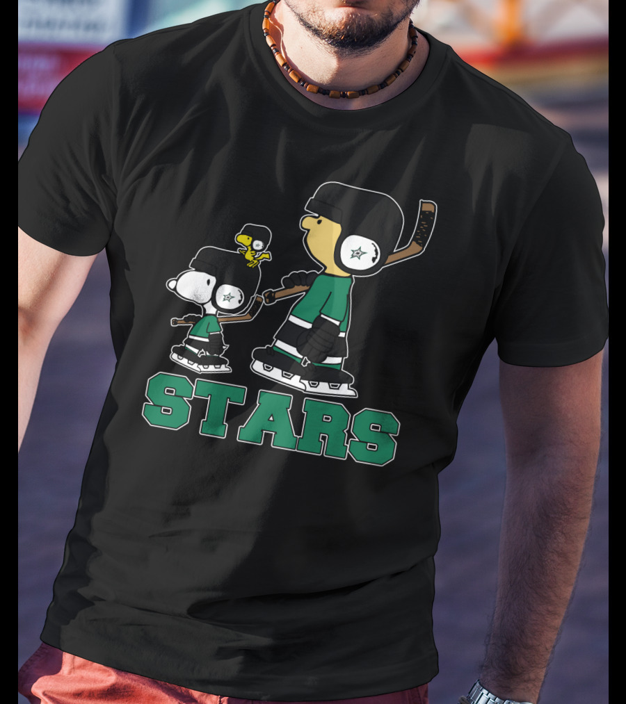 Snoopy And Woodstock Dallas Stars Hockey Team Fans With Stars T-Shirt