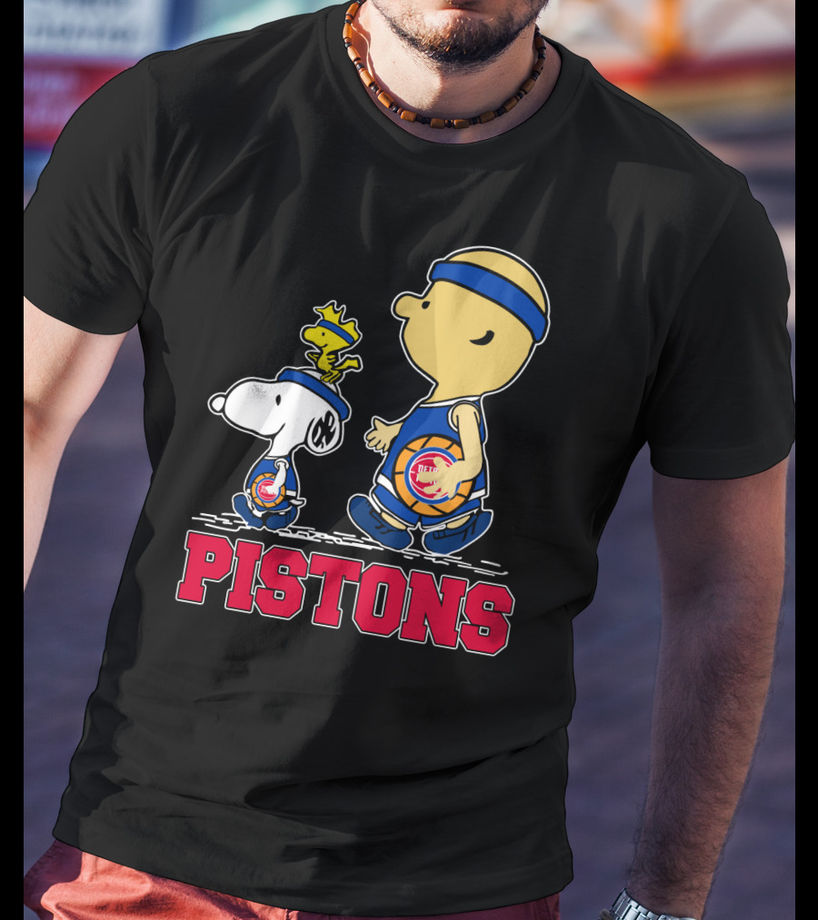 Pistons Basketball Snoopy And Woodstock Detroit Fans T-Shirt