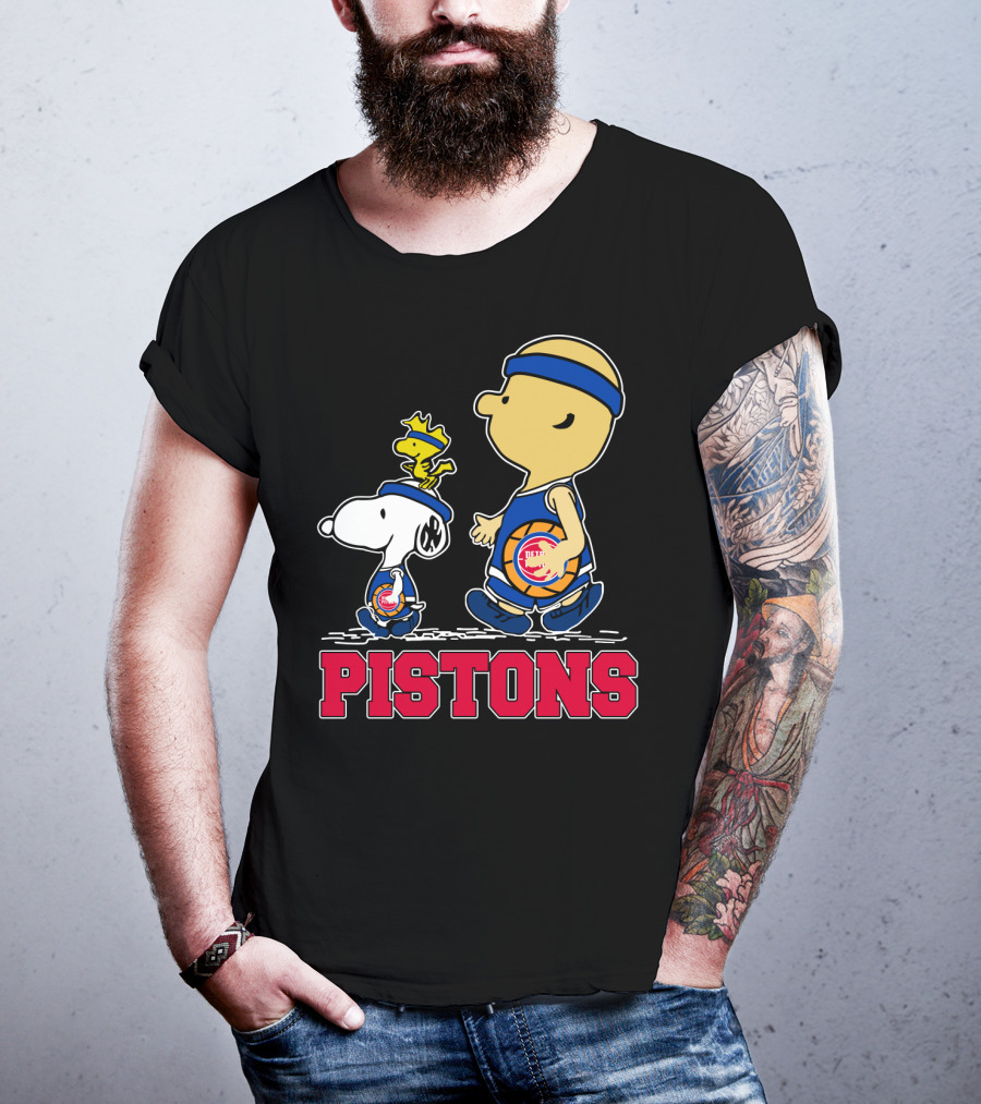 Pistons Basketball Snoopy And Woodstock Detroit Fans T-Shirt