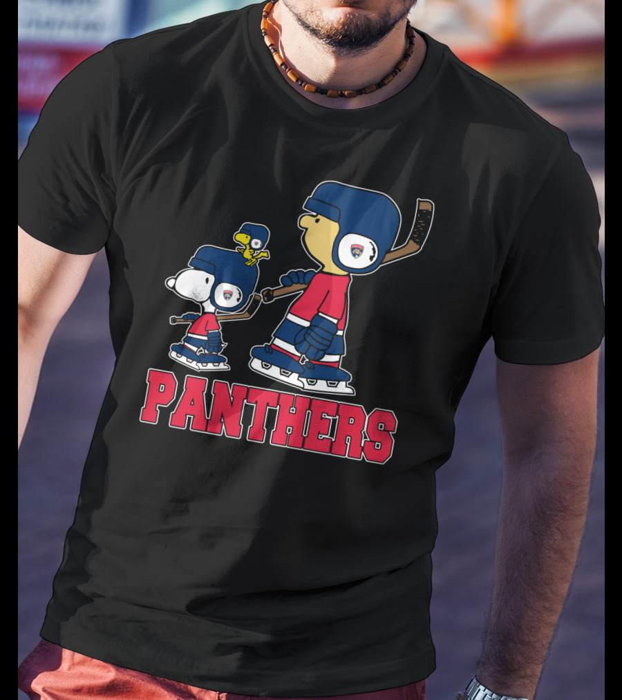 Snoopy And Woodstock With Florida Panthers Hockey Fan Characters T-Shirt