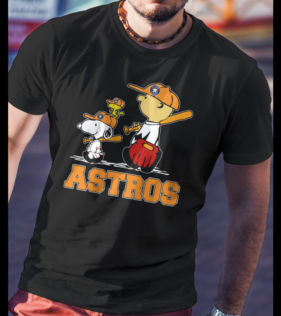 Snoopy Woodstock And Houston Astros Baseball Fans T-Shirt