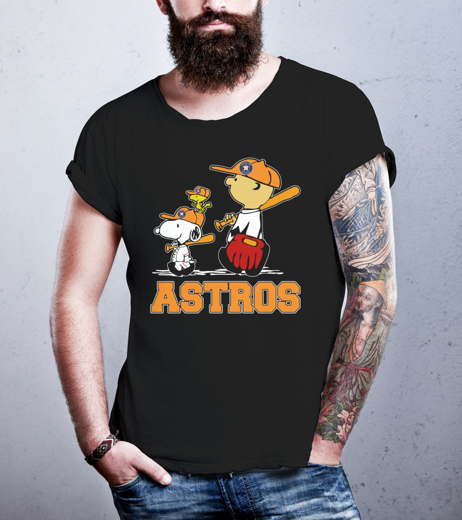 Snoopy Woodstock And Houston Astros Baseball Fans T-Shirt