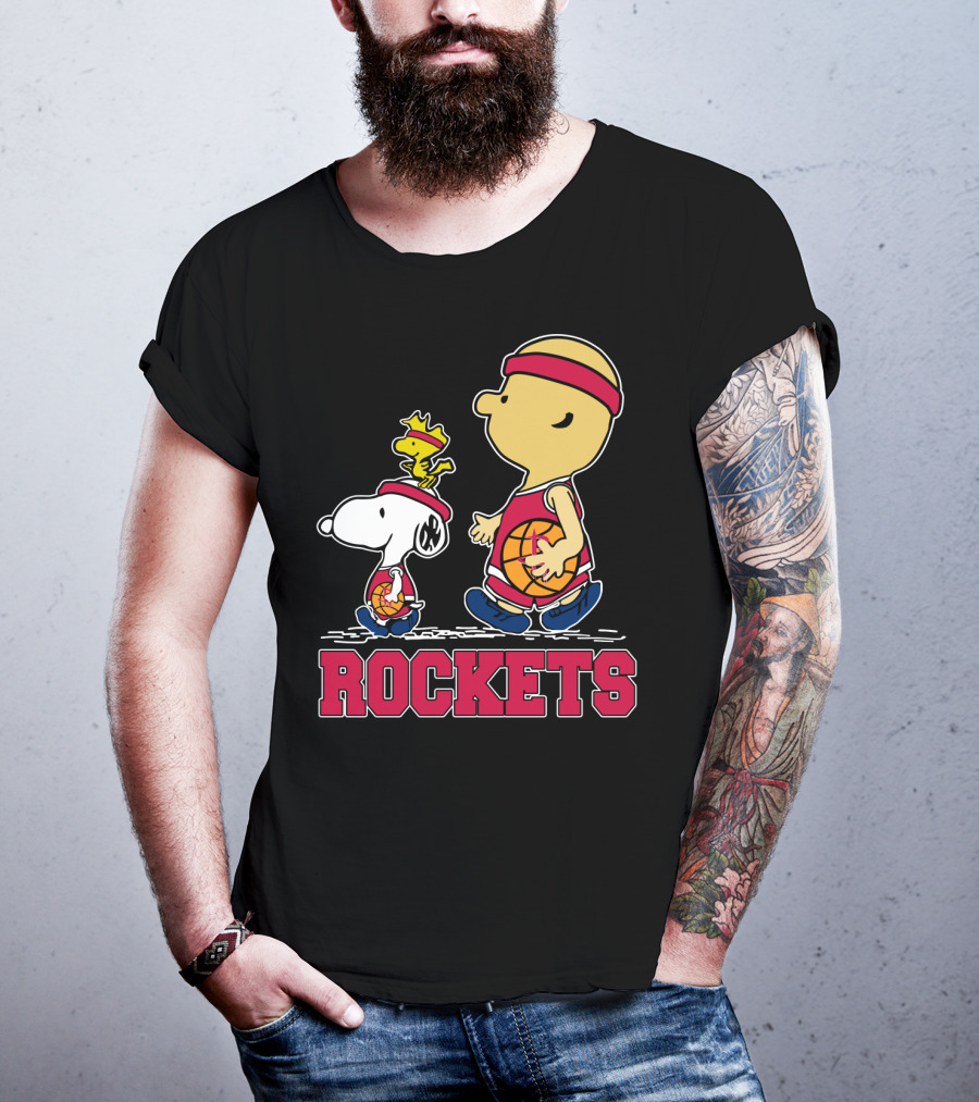 Snoopy Woodstock Basketball Rockets Peanuts Fans T-Shirt