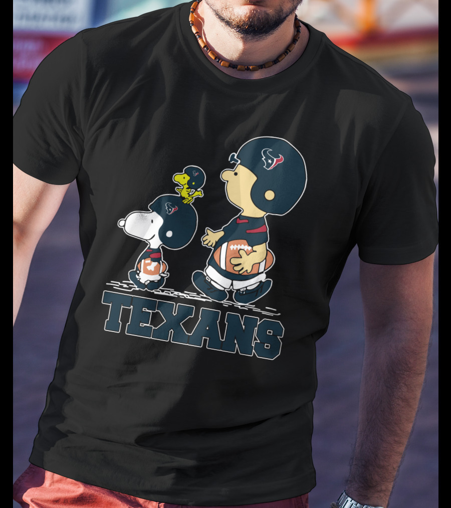 Snoopy And Woodstock Houston Texans Football Fans T-Shirt