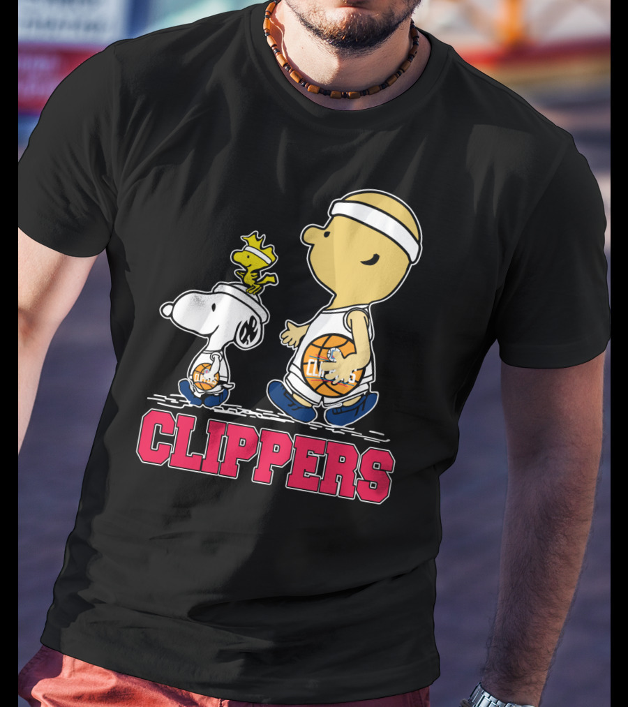 Snoopy And Woodstock Basketball With La Clippers Fans T-Shirt