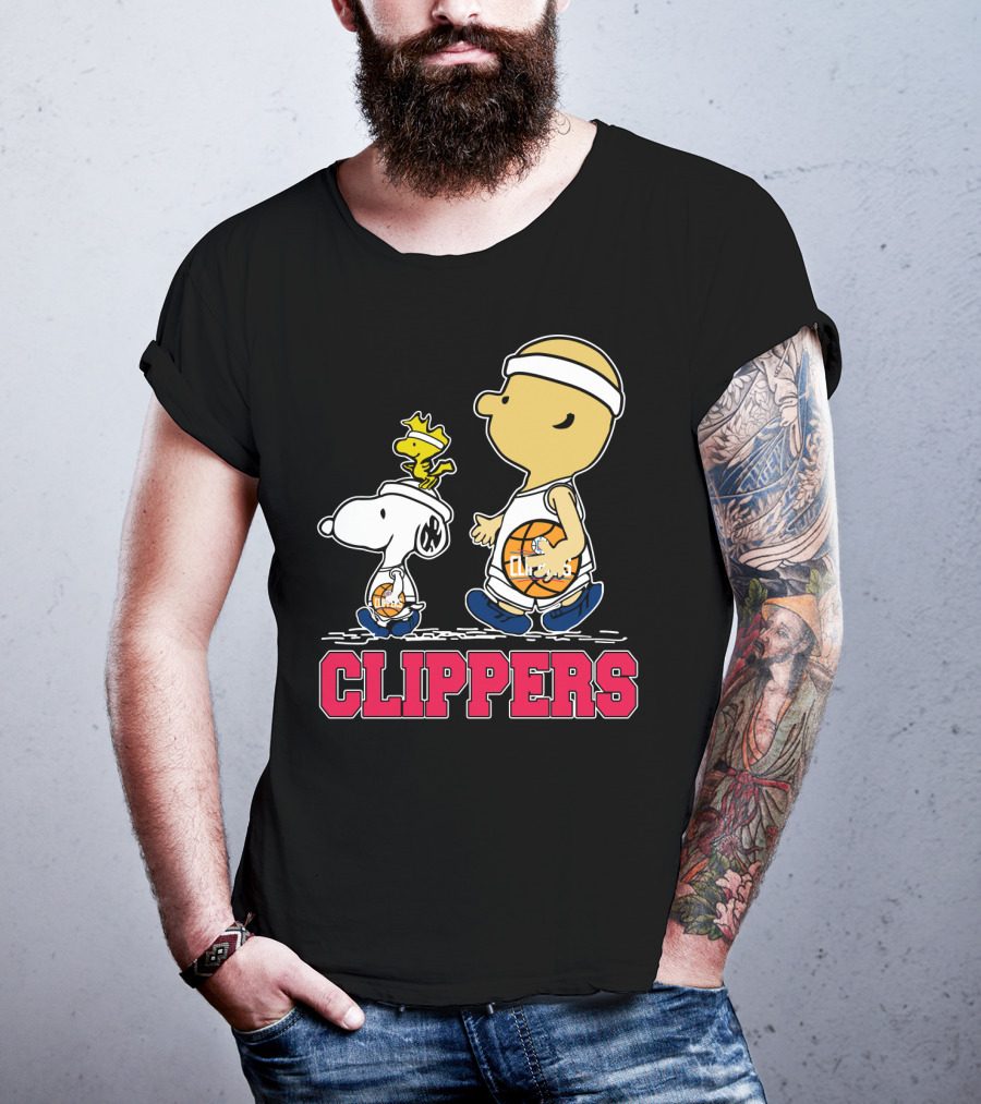 Snoopy And Woodstock Basketball With La Clippers Fans T-Shirt
