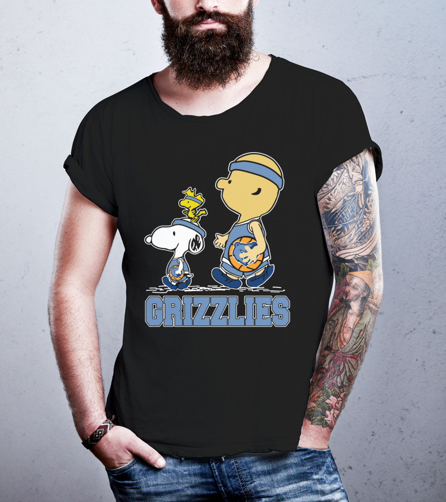 Snoopy Woodstock Charlie Brown Memphis Grizzlies Basketball Fans T-Shirt