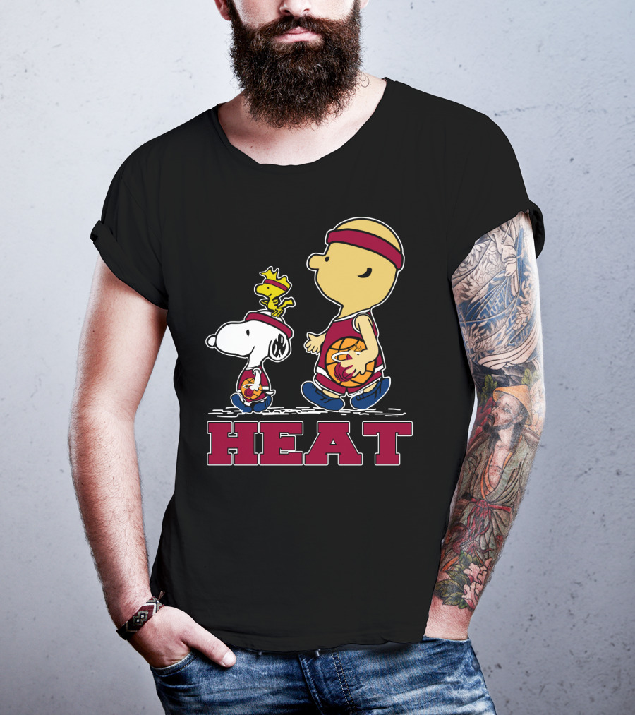 Snoopy Woodstock Heat Team Fans Miami Basketball T-Shirt