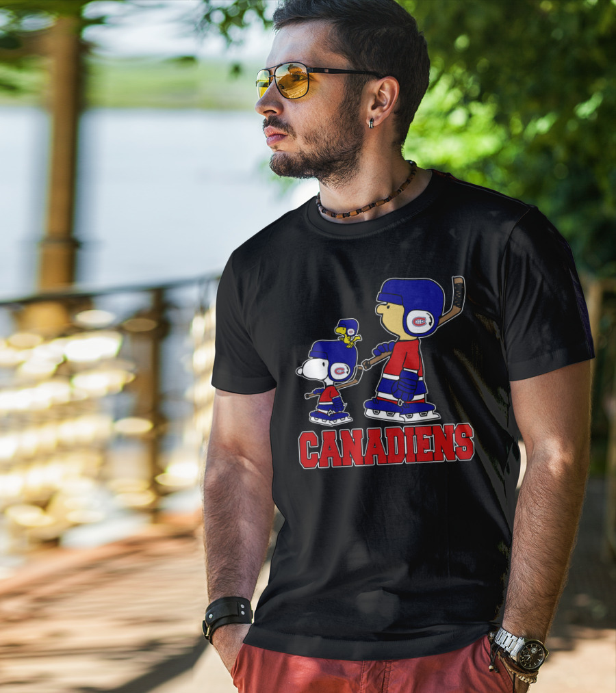 Snoopy Montreal Canadiens Fans Charlie Woodstock Hockey Team T-Shirt