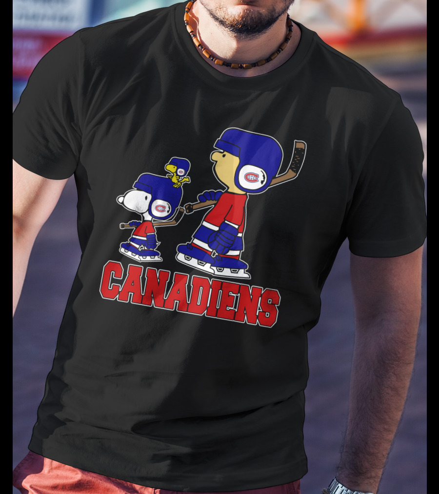 Snoopy Montreal Canadiens Fans Charlie Woodstock Hockey Team T-Shirt