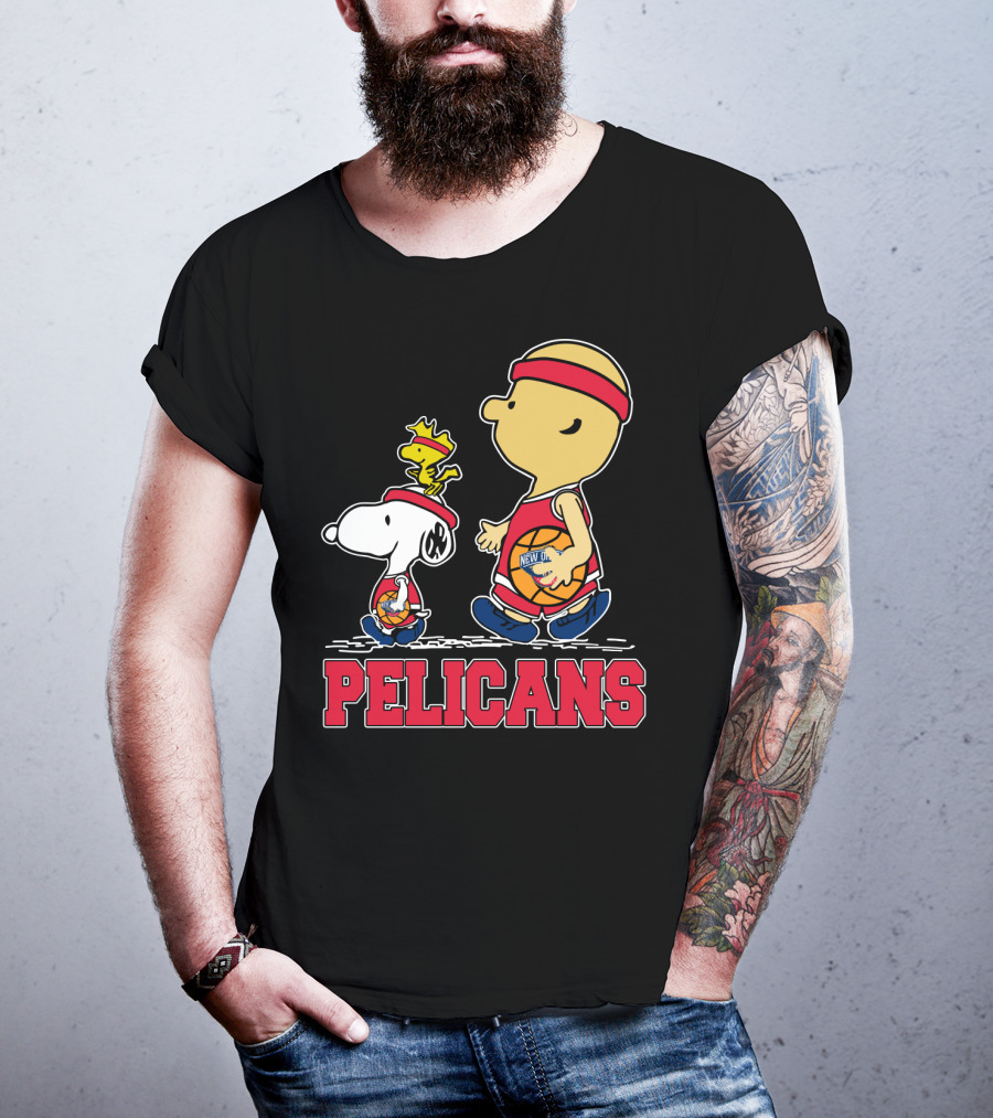 Snoopy Woodstock New Orleans Pelicans Basketball Fans Peanuts T-Shirt