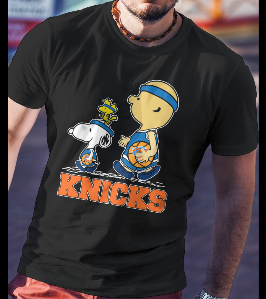 Snoopy Woodstock New York Knicks Basketball Fans Peanuts Characters T-Shirt