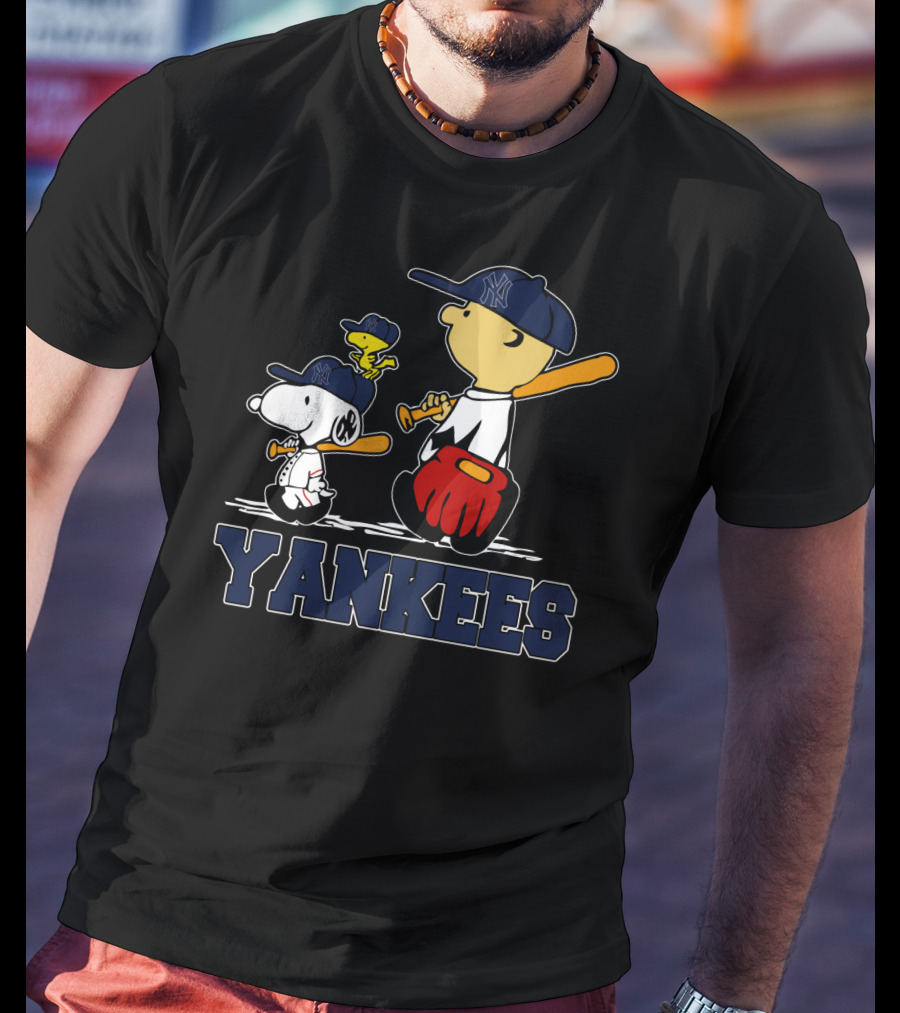 Snoopy Peanuts Characters Yankees Baseball T-Shirt