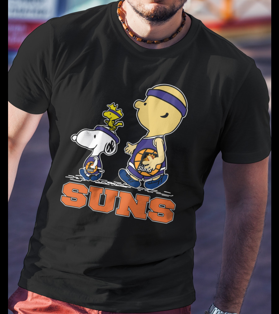 Snoopy And Woodstock In Phoenix Suns Basketball Jerseys T-Shirt