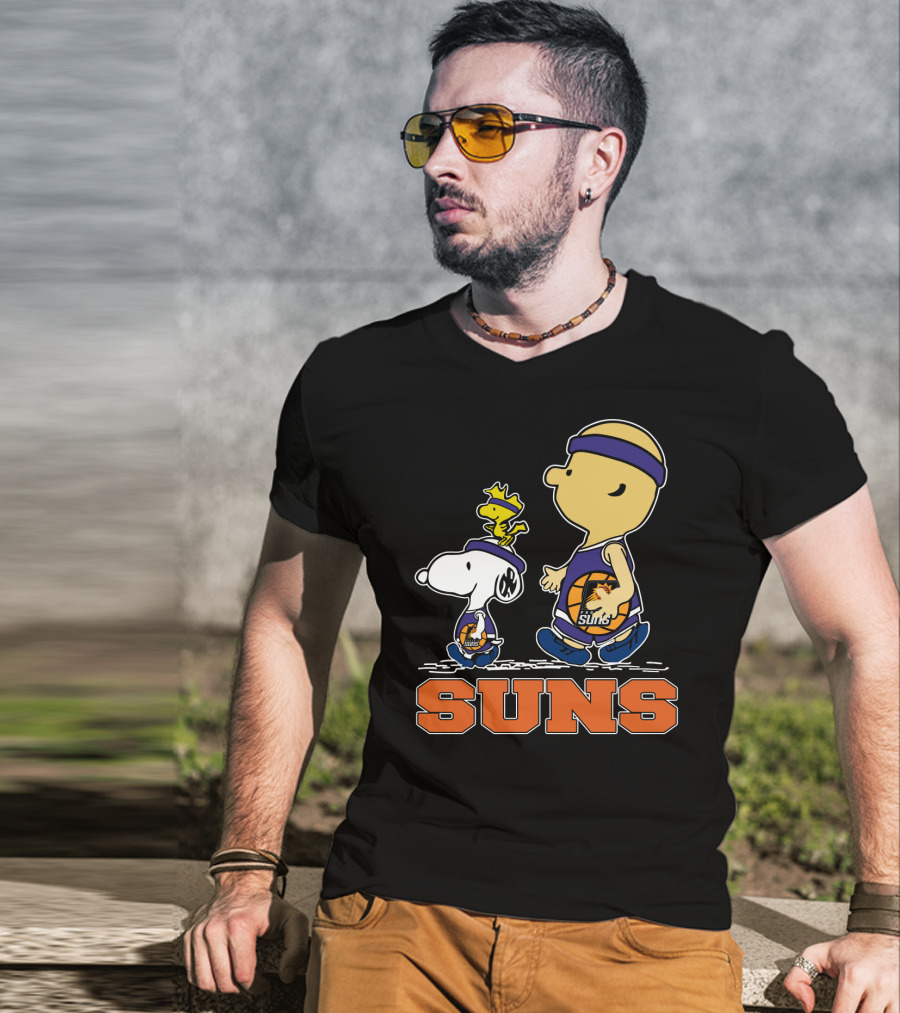 Snoopy And Woodstock In Phoenix Suns Basketball Jerseys T-Shirt