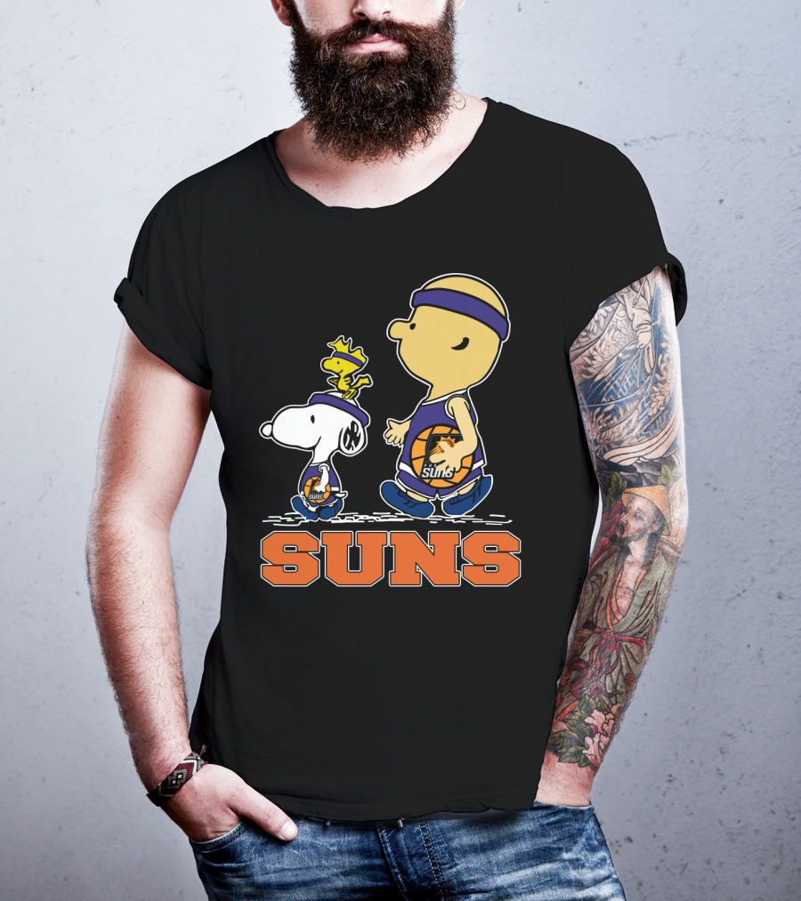 Snoopy And Woodstock In Phoenix Suns Basketball Jerseys T-Shirt