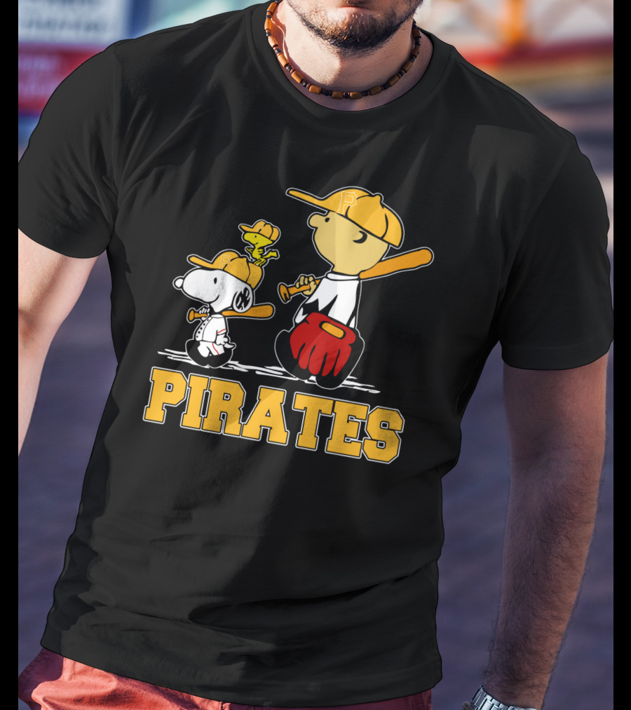 Snoopy Woodstock Pirates Baseball Fan Gear T-Shirt