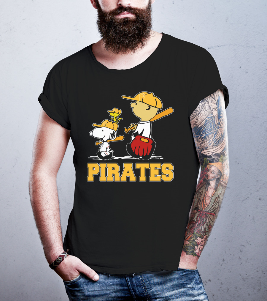 Snoopy Woodstock Pirates Baseball Fan Gear T-Shirt