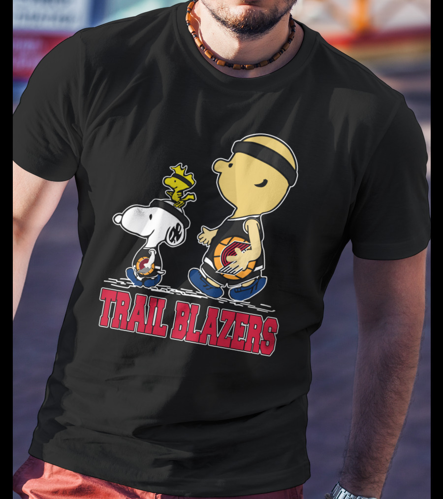 Snoopy And Woodstock Portland Trail Blazers Fans Basketball Theme T-Shirt