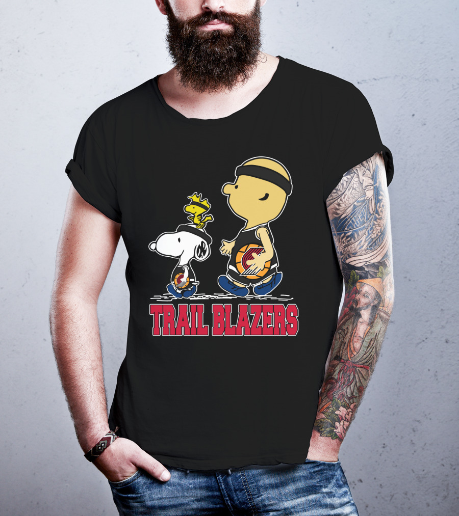 Snoopy And Woodstock Portland Trail Blazers Fans Basketball Theme T-Shirt