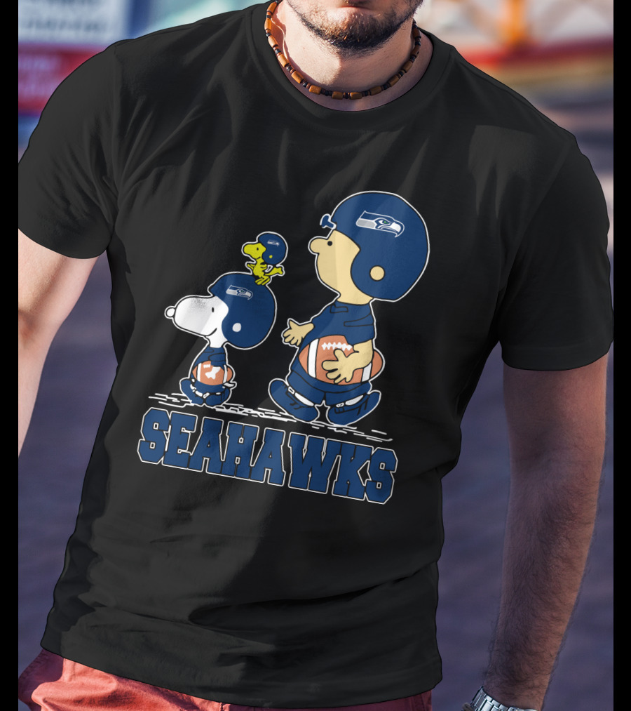 Snoopy Seattle Seahawks Football Fans Peanuts Characters T-Shirt