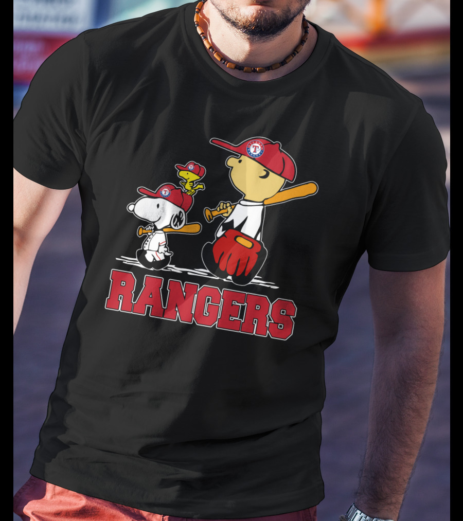 Snoopy Woodstock Texas Rangers Fans Team Spirit T-Shirt