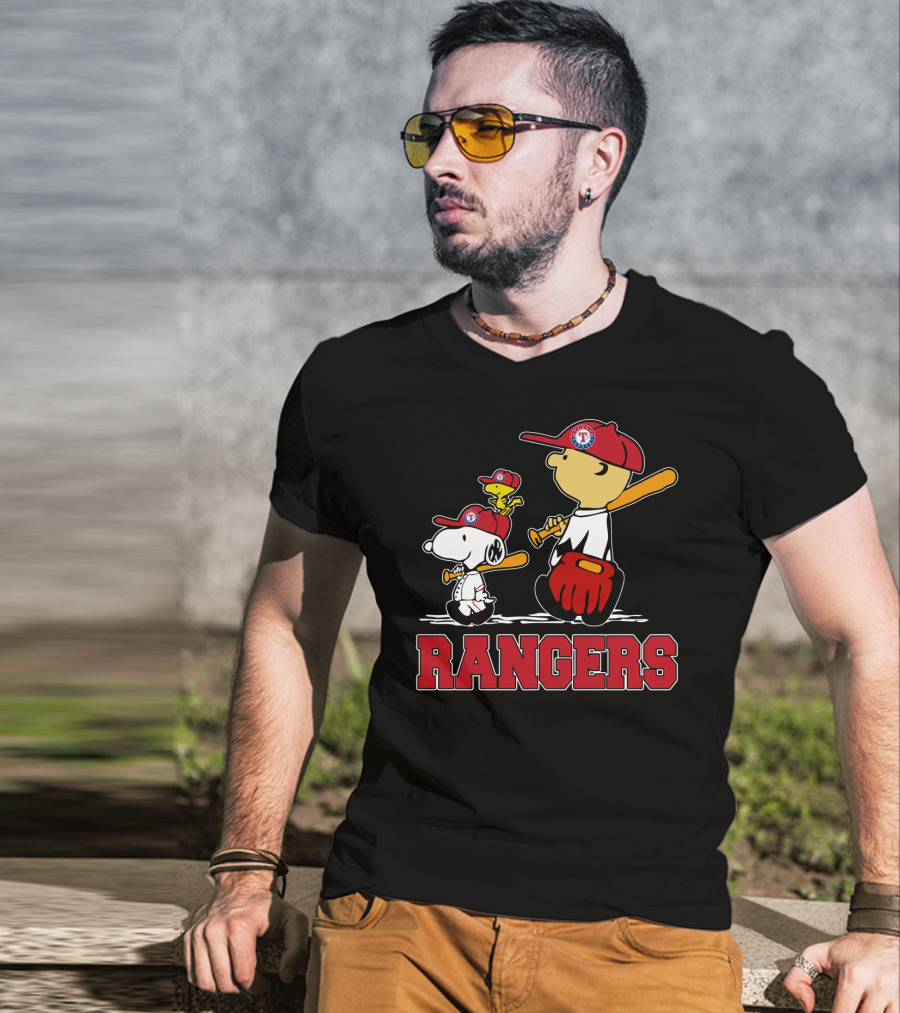Snoopy Woodstock Texas Rangers Fans Team Spirit T-Shirt