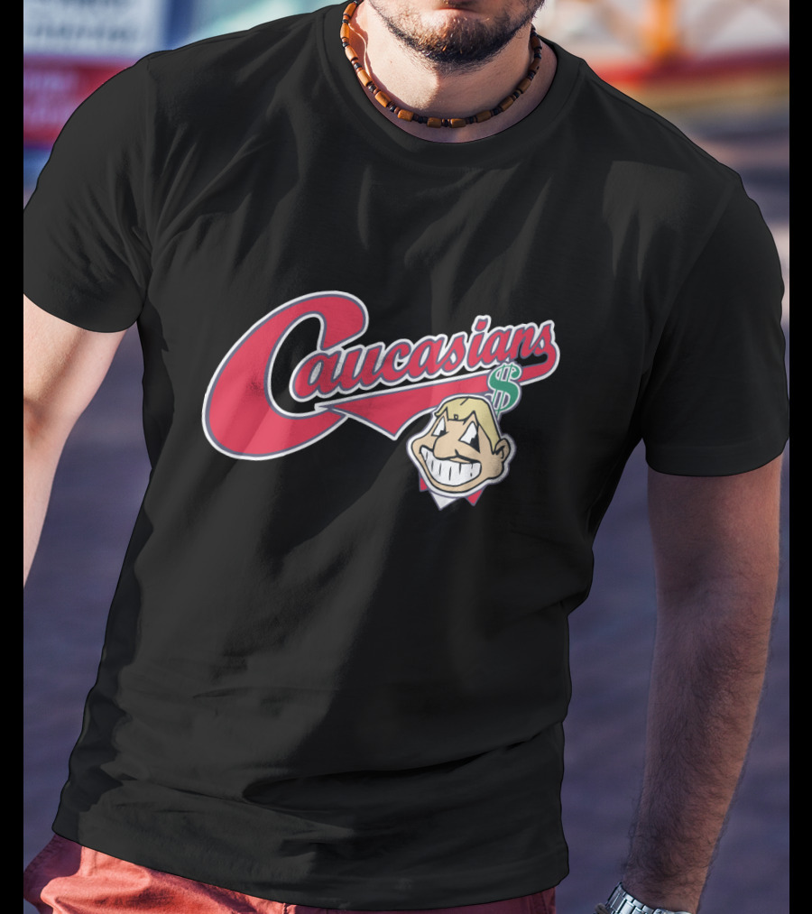 Caucasians Logo Parody For Cleveland Indians Fans T-Shirt