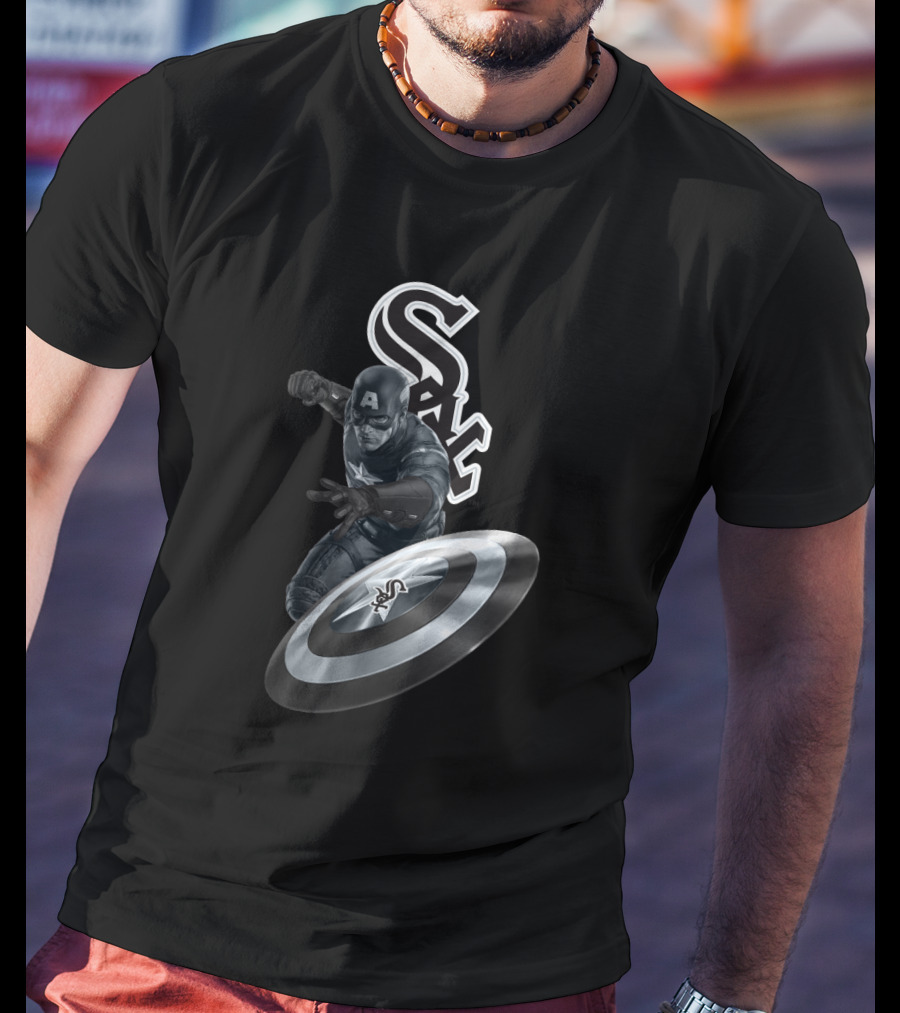 Chicago White Sox Captain America Collaboration Featuring Iconic Superhero And Team T-Shirt
