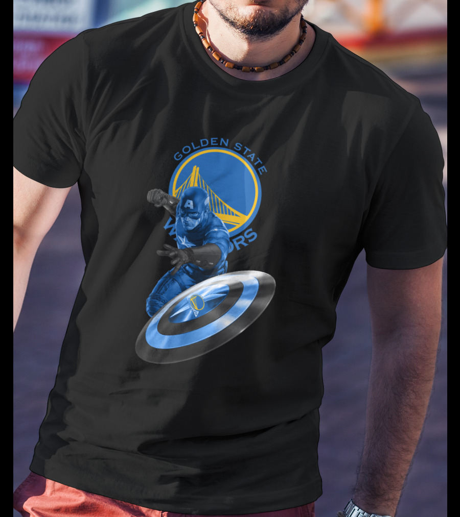 Golden State Warriors Captain America Shield Nba Crossover T-Shirt
