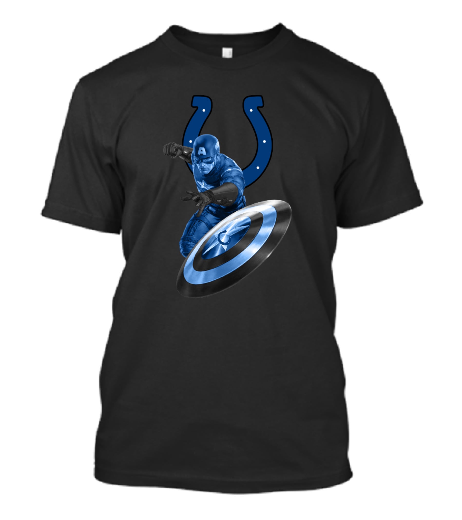 Indianapolis Colts Captain America Crossover With Horseshoe Shield T-Shirt
