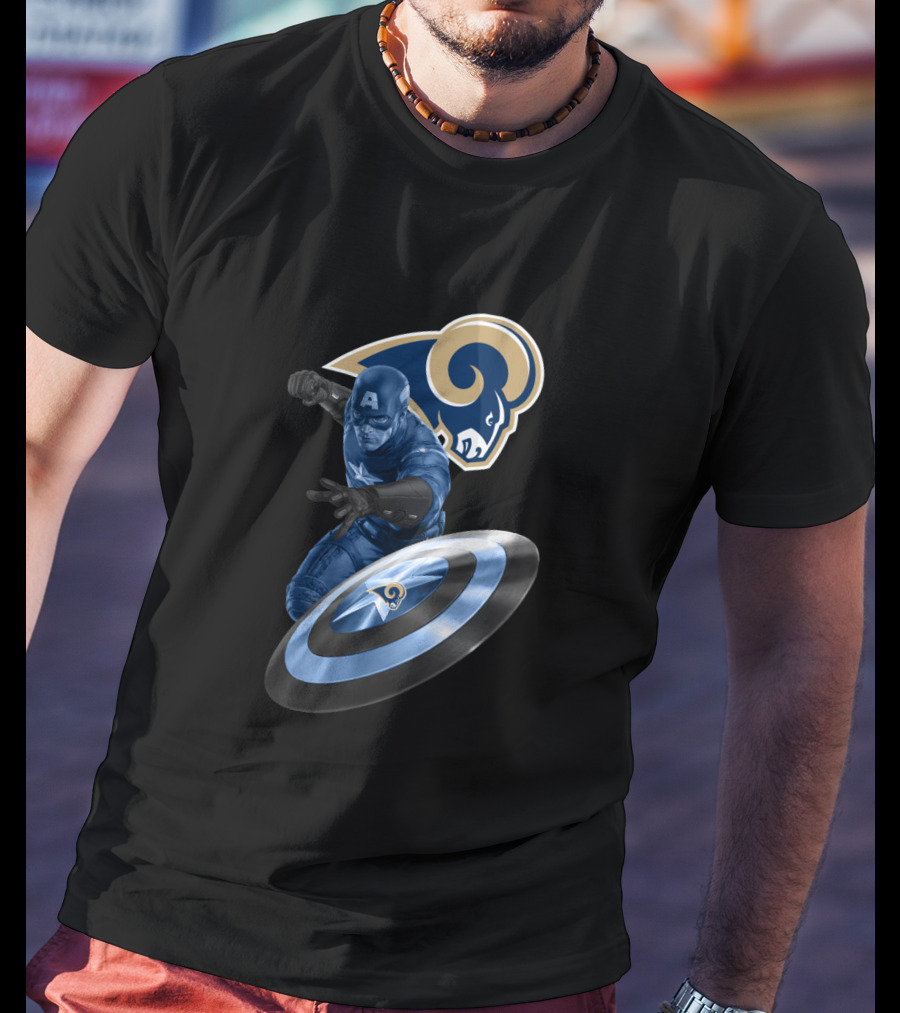 Los Angeles Rams Captain America Shield Crossover T-Shirt