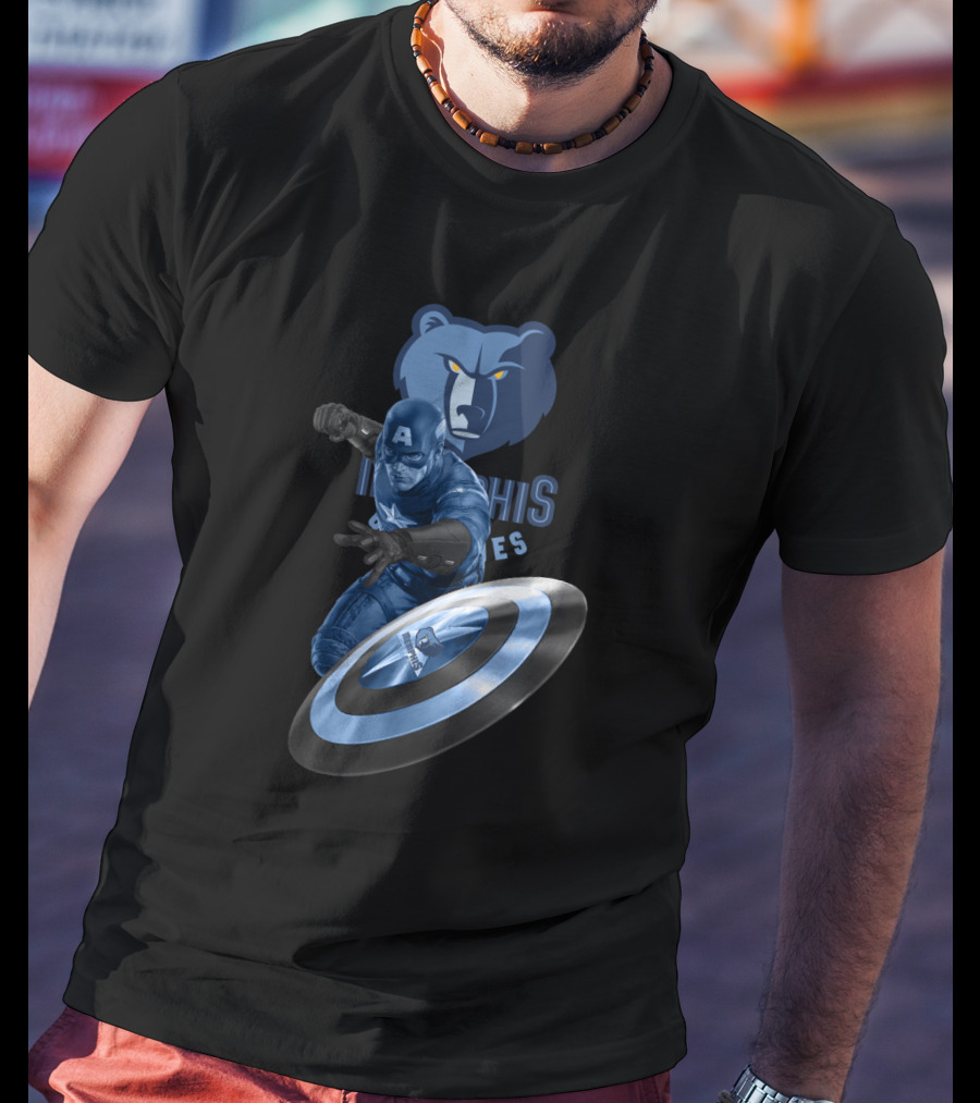 Memphis Grizzlies Captain America Logo Collaboration T-Shirt