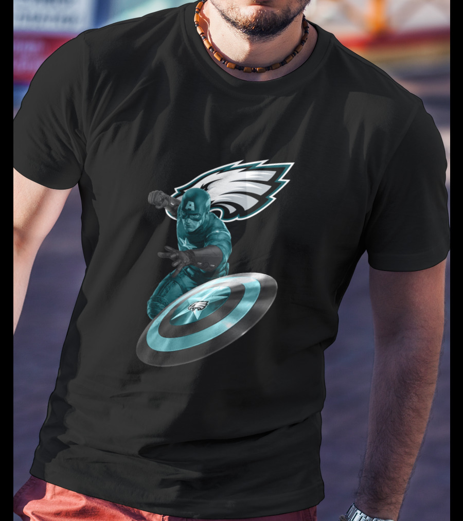 Philadelphia Eagles Captain America Shield Hero T-Shirt