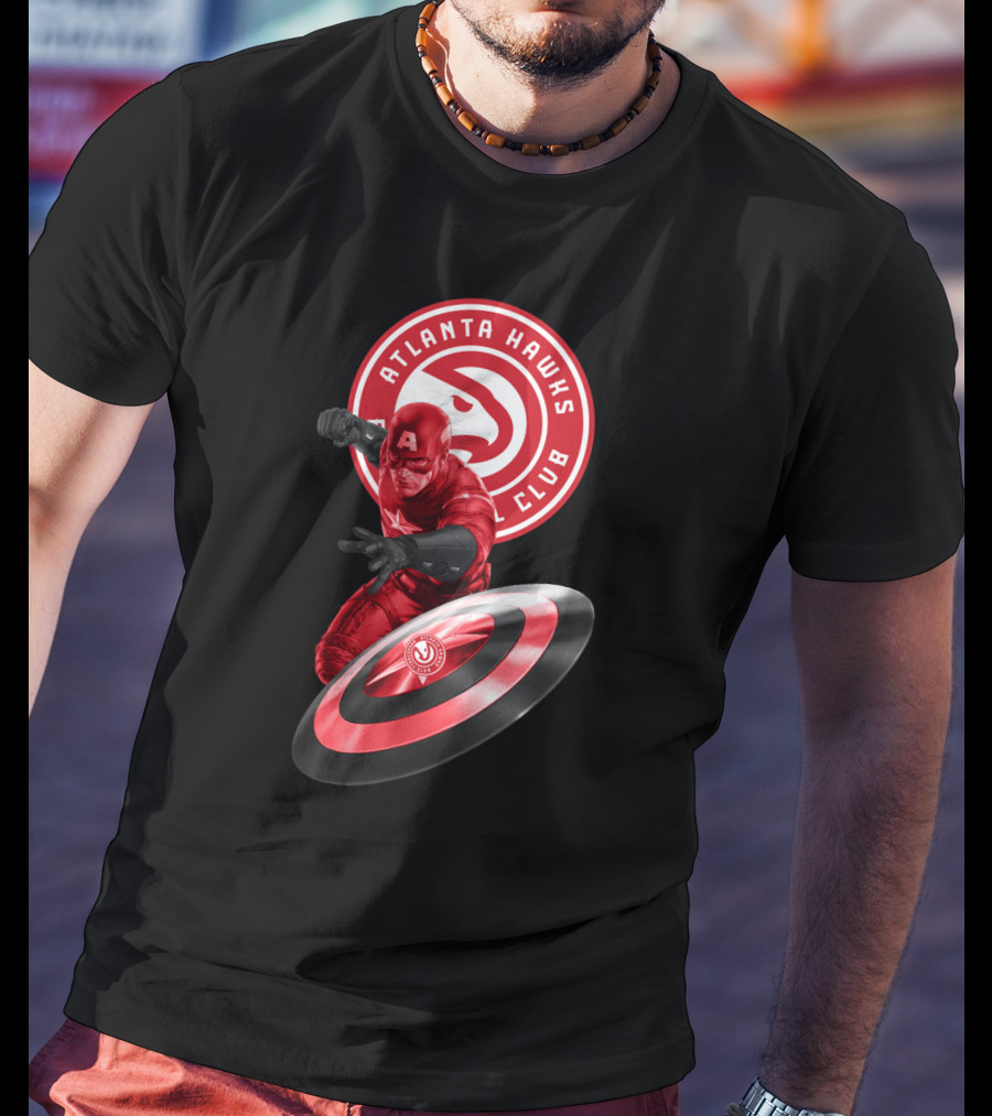 Atlanta Hawks Club Captain America Shield T-Shirt
