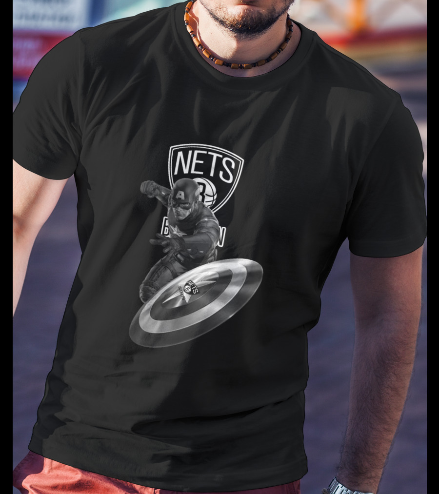 Brooklyn Nets Captain America Shield Crossover Fan Mashup T-Shirt