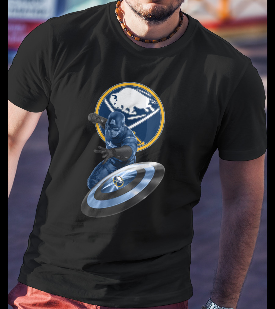 Buffalo Sabres Captain America Mashup Fan Gear Sports Merchandise T-Shirt