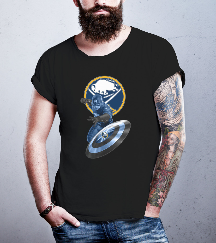 Buffalo Sabres Captain America Mashup Fan Gear Sports Merchandise T-Shirt