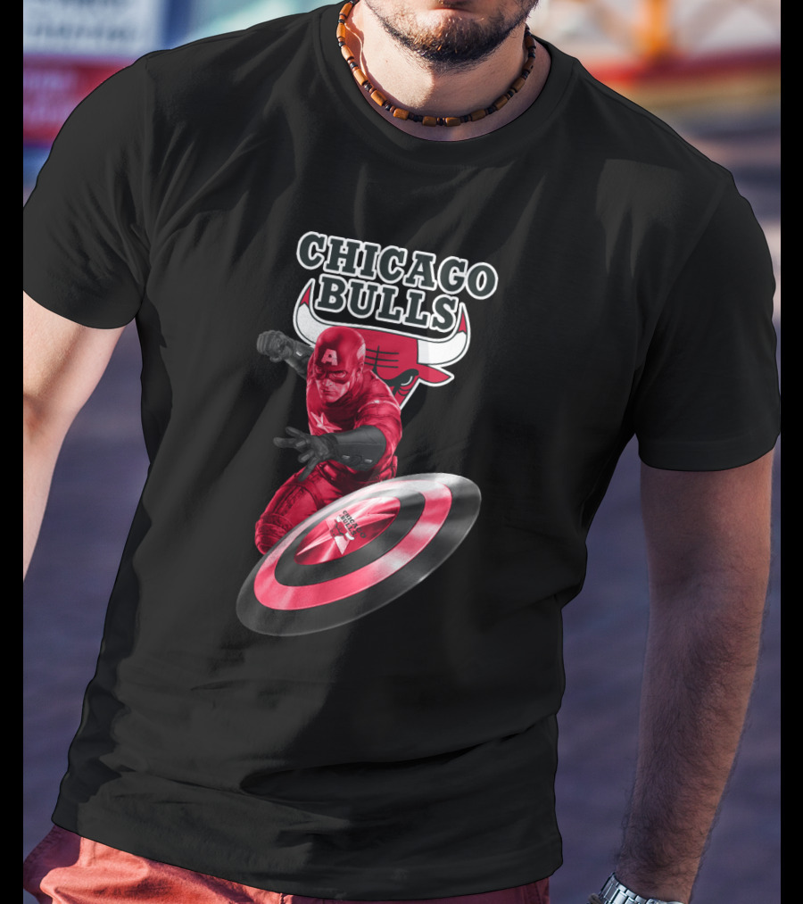 Captain America And Chicago Bulls Crossover Fan Attraction T-Shirt