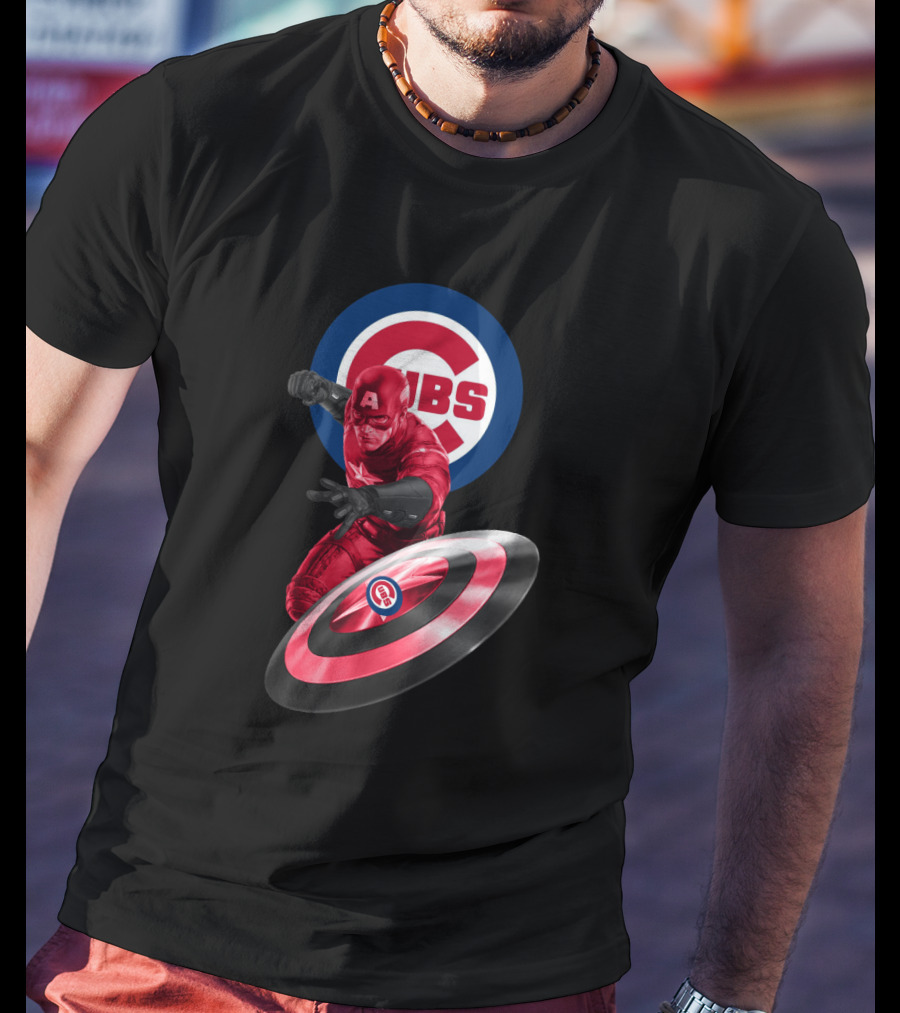 Chicago Cubs And Captain America Fans United With Iconic Shield T-Shirt