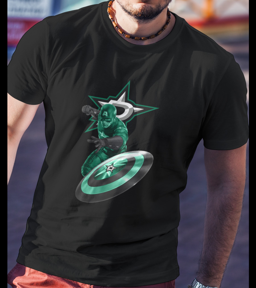 Dallas Stars And Captain America Crossover For Fans T-Shirt