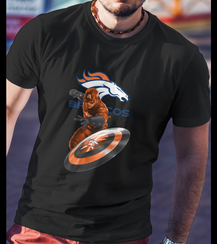 Denver Broncos Captain America Marvel Fans T-Shirt